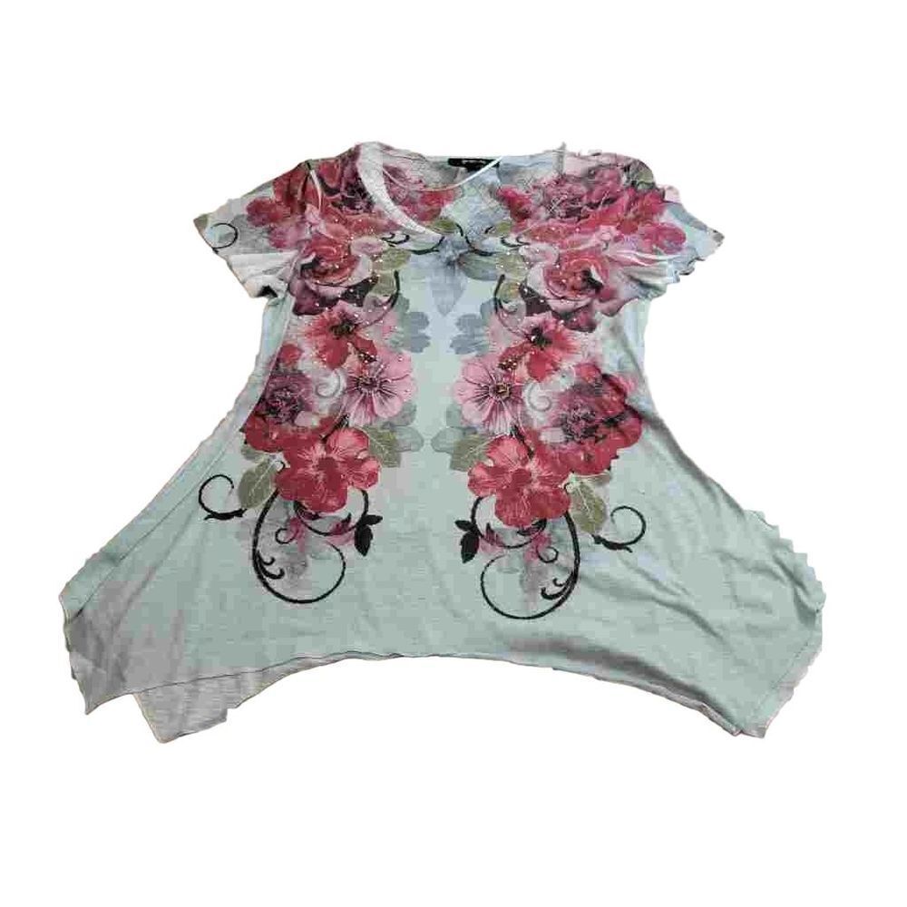 Style & Co asymmetrical floral shirt S